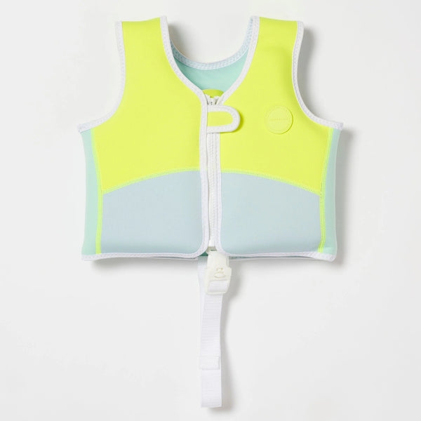 SunnyLife - Kids Swim Vest - Salty the Shark Aqua Neon Yellow