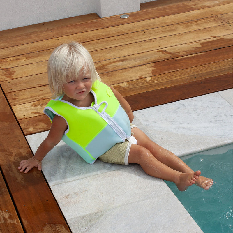 SunnyLife - Kids Swim Vest - Salty the Shark Aqua Neon Yellow