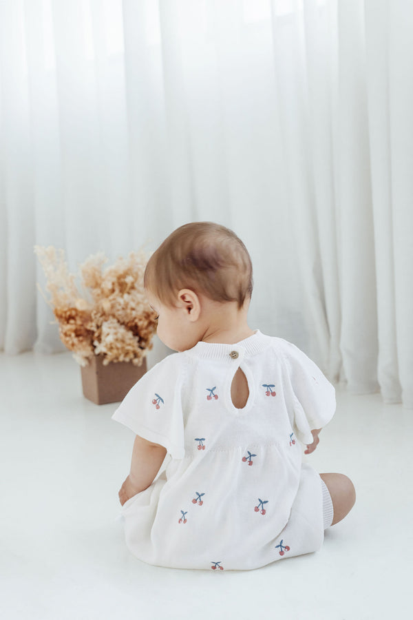 Aster and Oak  - Cherry Knit Romper