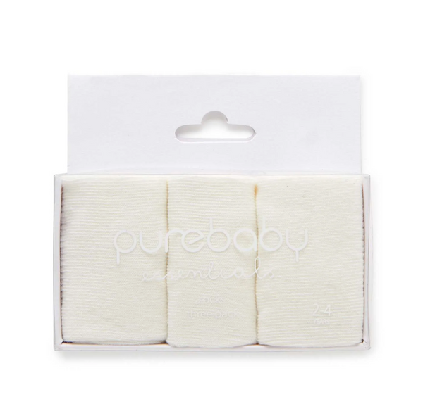 Pure Baby- White Classic Socks- 3 Pack