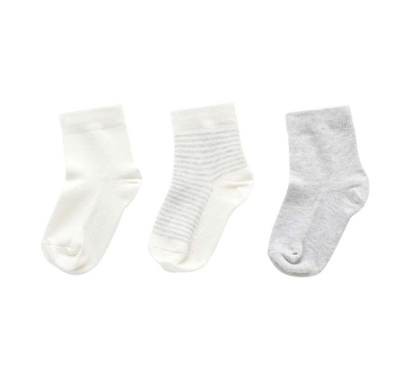 Pure Baby- Grey Melange Classic Socks- 3 Pack