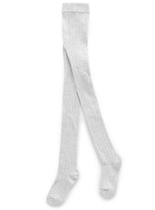 Pure Baby- Rib Tights- Pale Grey Melange