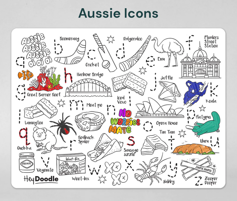 Hey Doodle- Silicone Mats- ABC Aussie Icons