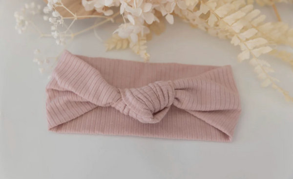 Light and Moon- Soft Ribbed Cotton Topknot - Pink