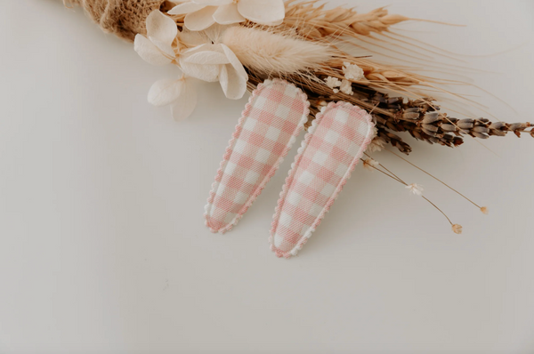 Light and Moon- Pink Gingham Snap Clips