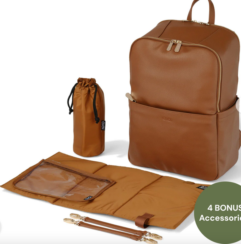 Oi Oi- Vegan Leather Multi Tasker Backpack- Chestnut