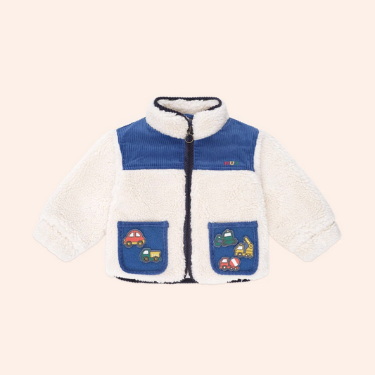Hux Baby- Blue Patches Cord Sherpa Jacket