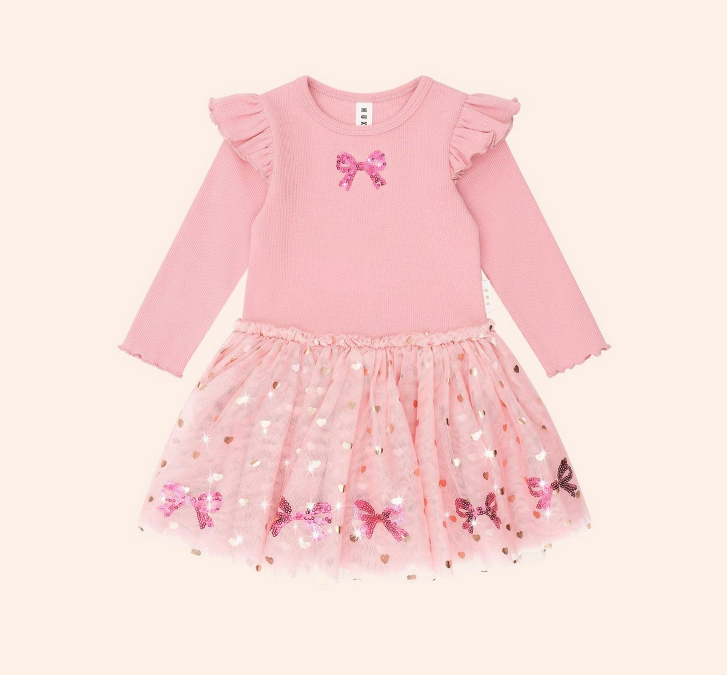 Hux Baby- Sequin Bow Tulle Dress