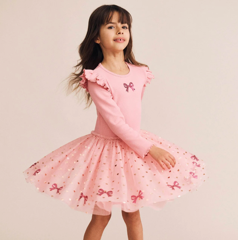 Hux Baby- Sequin Bow Tulle Dress