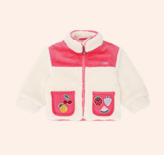 Hux Baby- Pink Patches Cord Sherpa Jacket