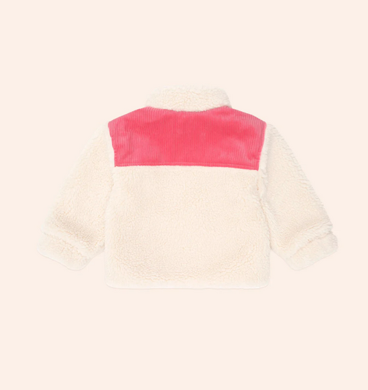 Hux Baby- Pink Patches Cord Sherpa Jacket