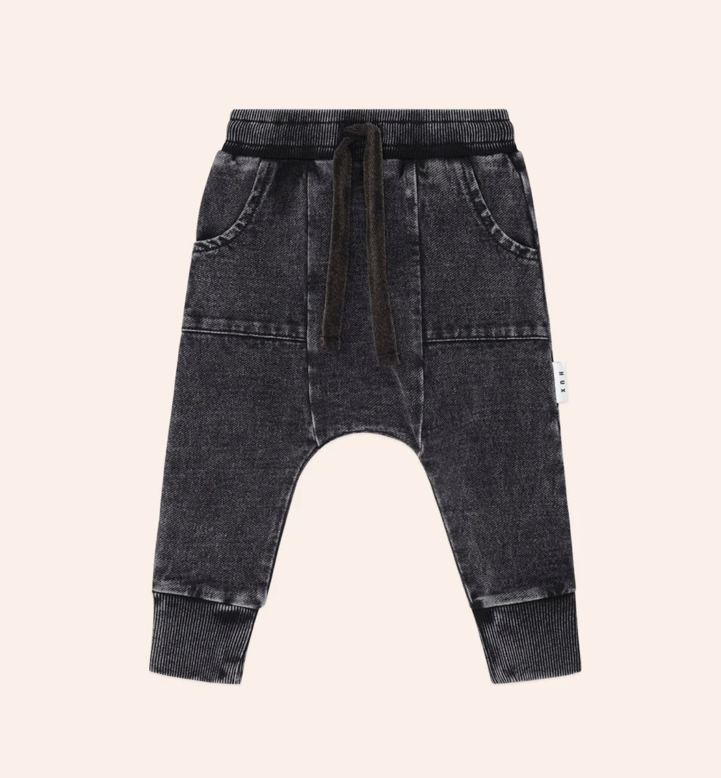 Hux Baby- Black Knit Denim Pocket Pants
