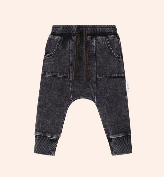 Hux Baby- Black Knit Denim Pocket Pants