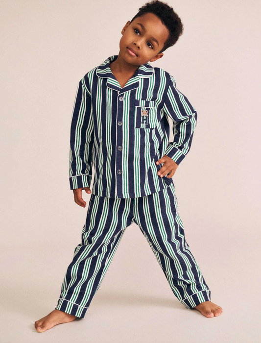 Hux Baby- Classoc Navy Stripe Flanelette Pyjamas
