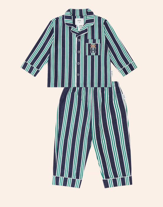 Hux Baby- Classoc Navy Stripe Flanelette Pyjamas