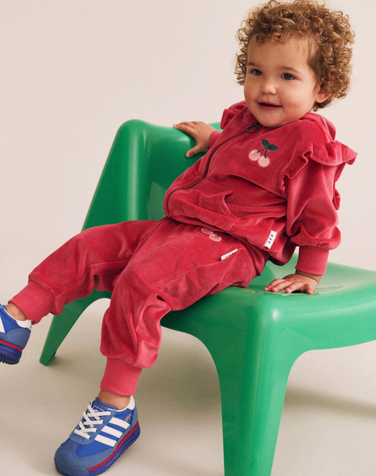 Hux Baby-Very Cherry Velour Trackpants
