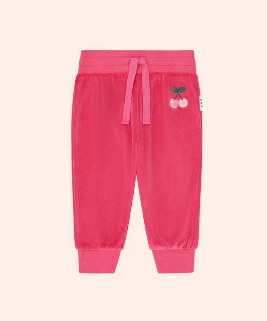 Hux Baby-Very Cherry Velour Trackpants
