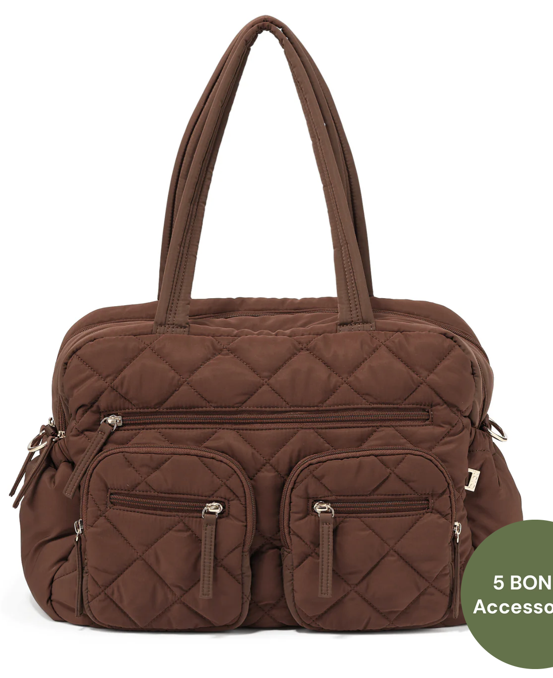 Oi Oi- Quilted Nylon All Nappy Bag- Chocolate