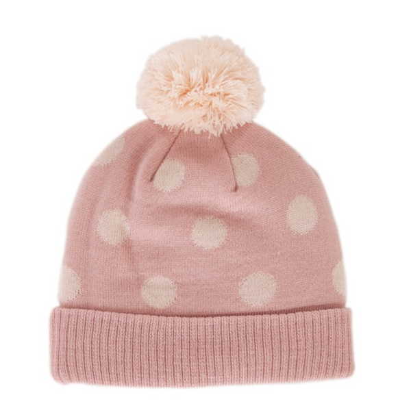 Acorn Kids- Raindrops Merino Beanie- Pink