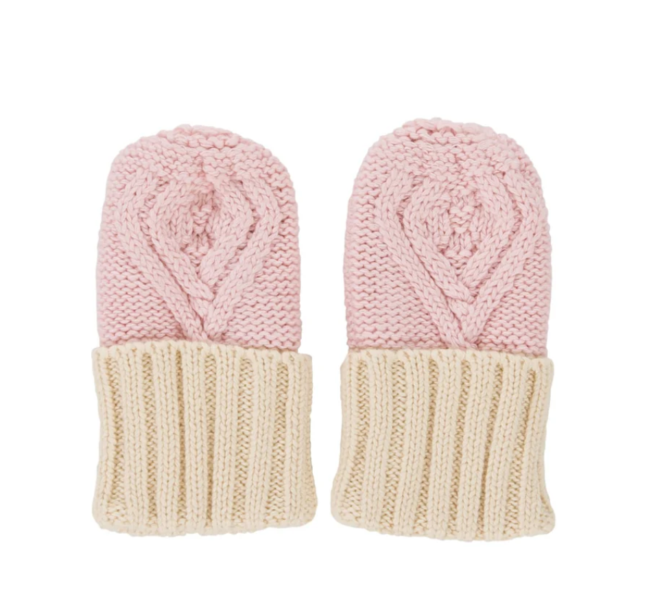 Acorn Kids-Cable Knit Mittens- Pink