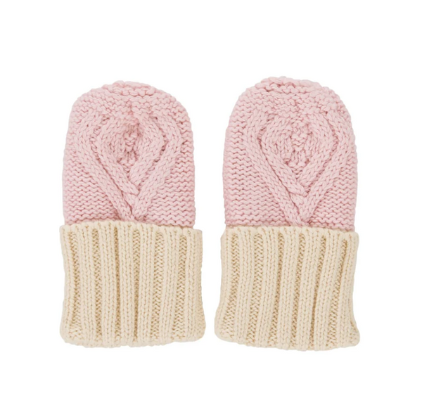 Acorn Kids-Cable Knit Mittens- Pink