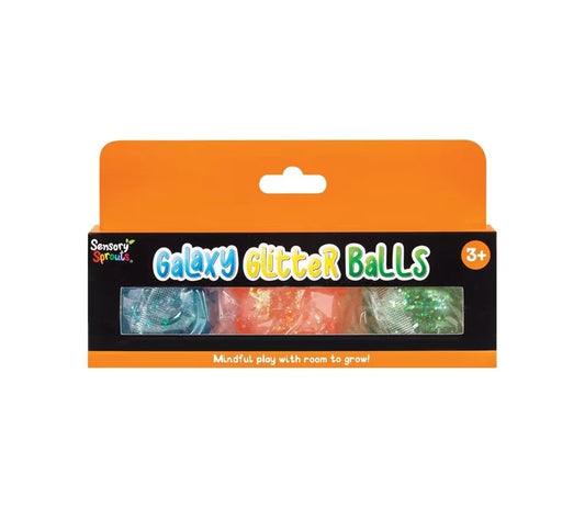 Sensory Sprouts - Galaxy Glitter Balls - (Blue, Orange & Green)