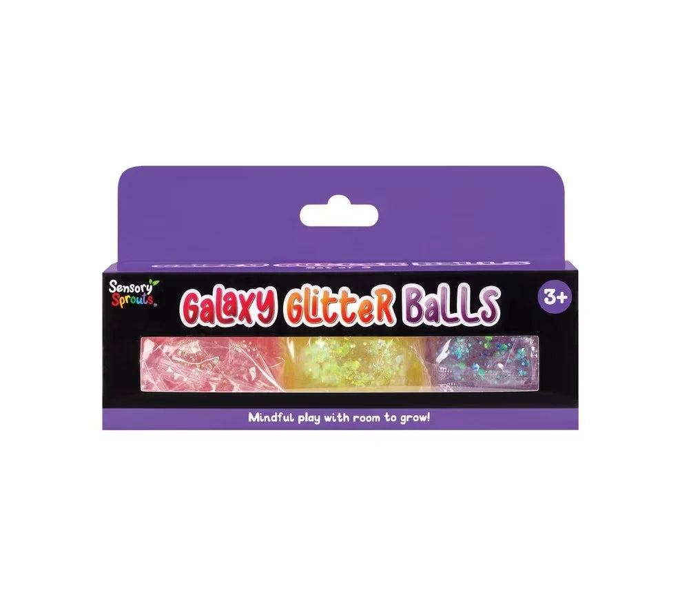 Sensory Sprouts - Galaxy Glitter Balls (Pink, Yellow & Purple)