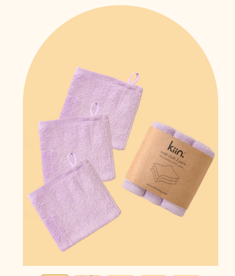 Kiin Baby- 3 Pack Wash Cloth- Lilac