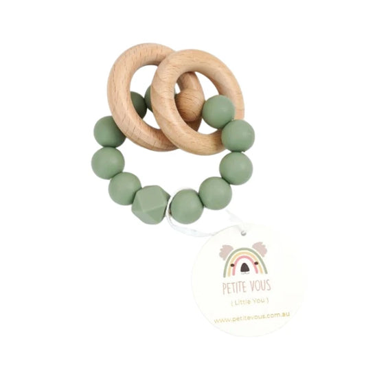 Petite Vous- Sage Silicone + Beechwood Teething Rings