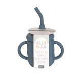 All4Ella-  Silicone Sippy Cup with Straw- Slate Blue