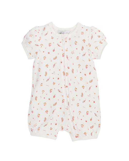 Bebe - Billie Ditsy Floral Organic Short Sleeve Zipsuit