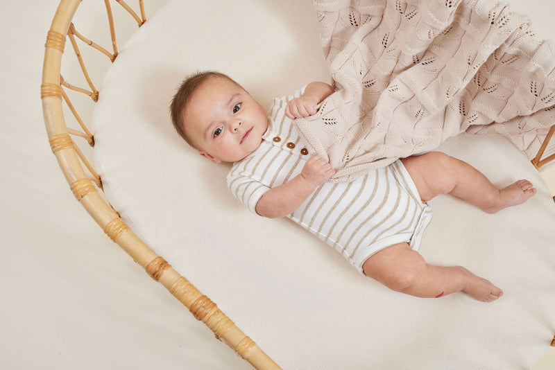 Aster and Oak - Stripe Rib Henley Onesie