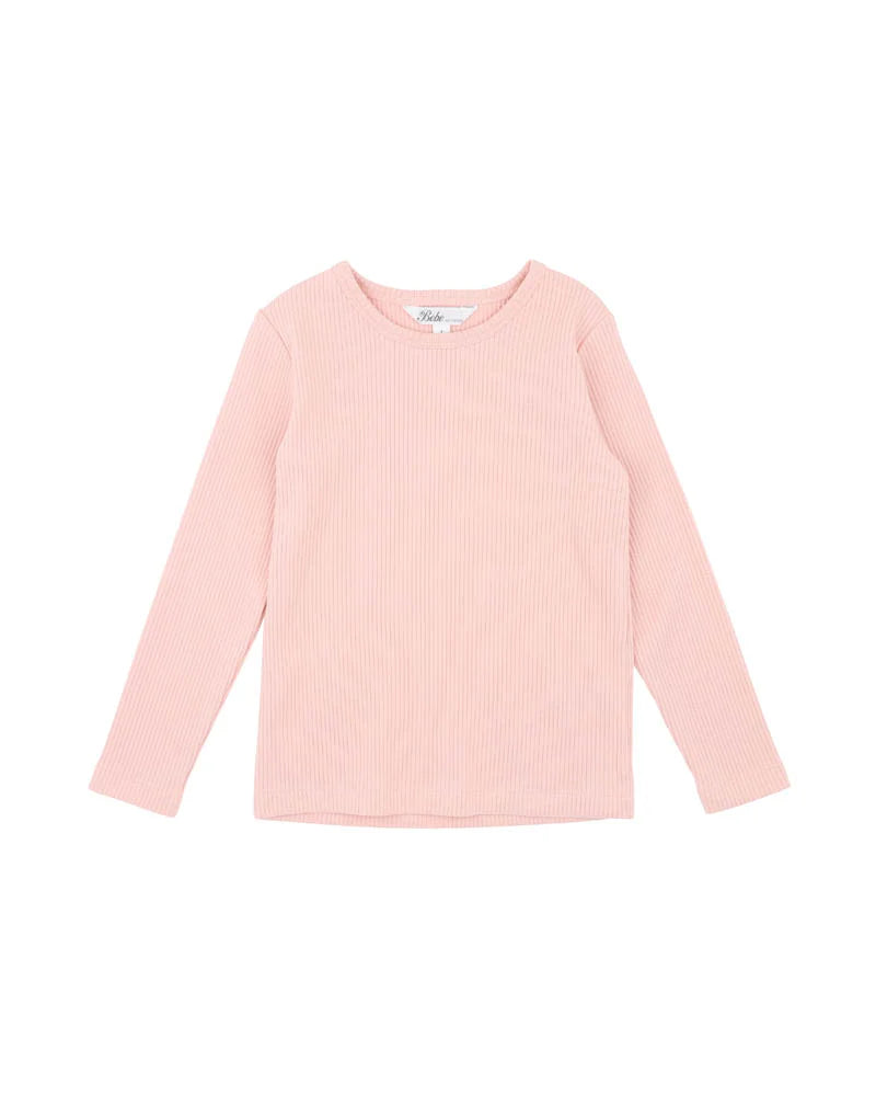 Bebe-  Dusty Rose L/S Rib Top