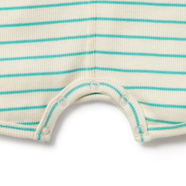 Wilson & Frenchy- Petit Green Stripe Rib Growsuit