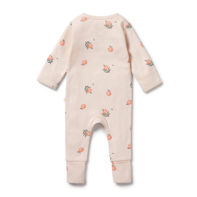 Wilson & Frenchy - Peaches Organic Pointelle Zipsuit with Feet