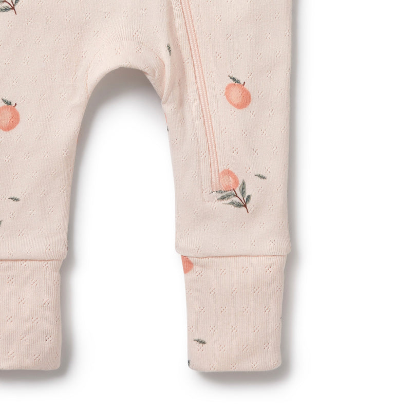 Wilson & Frenchy - Peaches Organic Pointelle Zipsuit with Feet