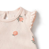 Wilson & Frenchy - Peaches Organic Pointelle Ruffle Growsuit