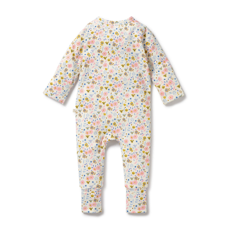 Wilson & Frenchy - Ava Floral Organic Zipsuit with Feet