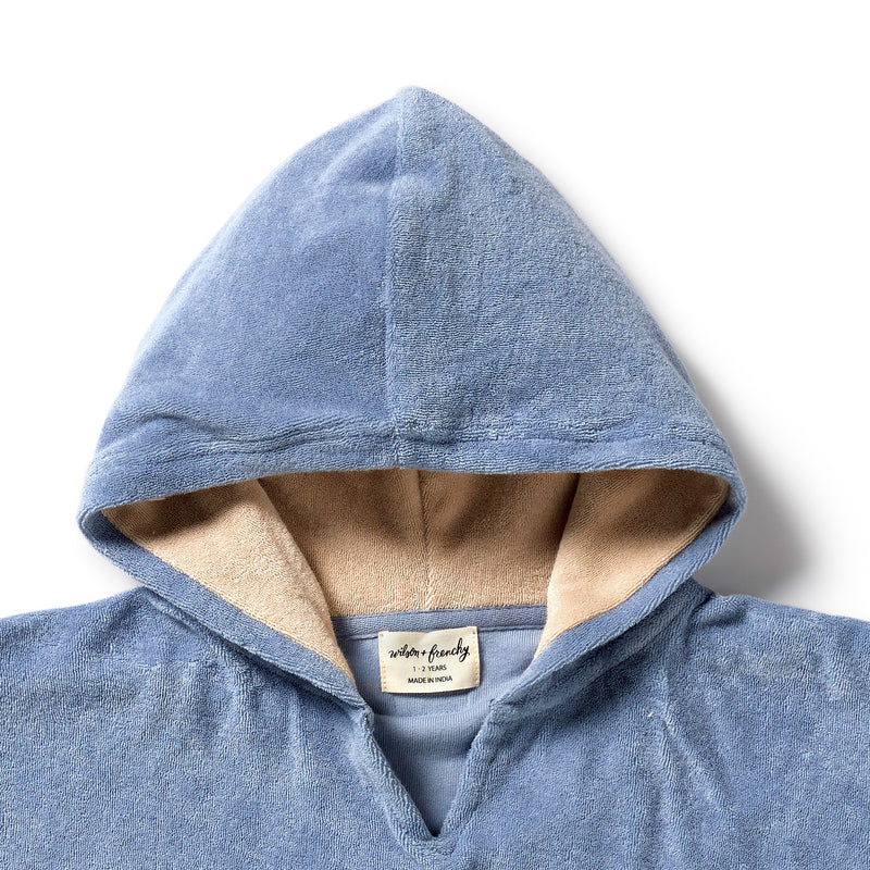 Wilson & Frenchy - Dusty Blue Organic Terry Hooded Poncho