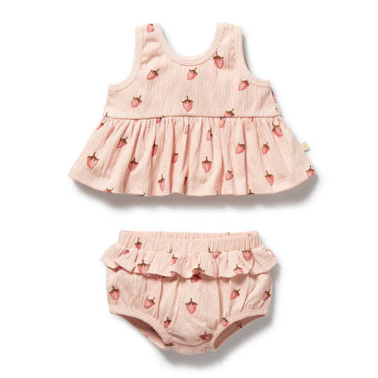 Wilson & Frenchy - Strawberry Kisses Organic Ruffle Set