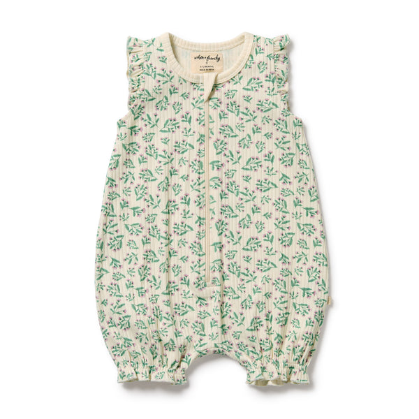 Wilson & Frenchy - Periwinkle Organic Ruffle Zipsuit