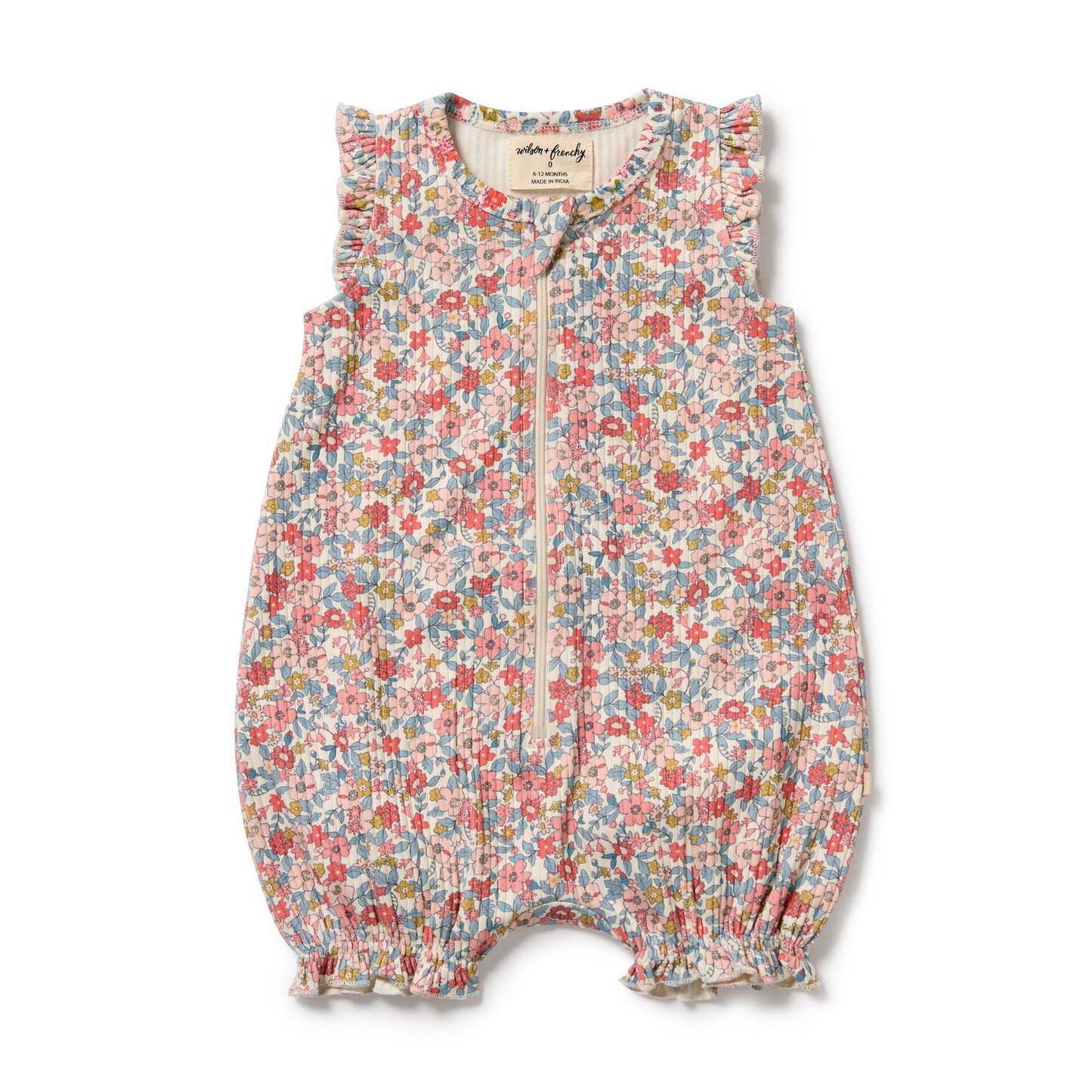 Wilson & Frenchy - Summer Bloom Organic Ruffle Zipsuit