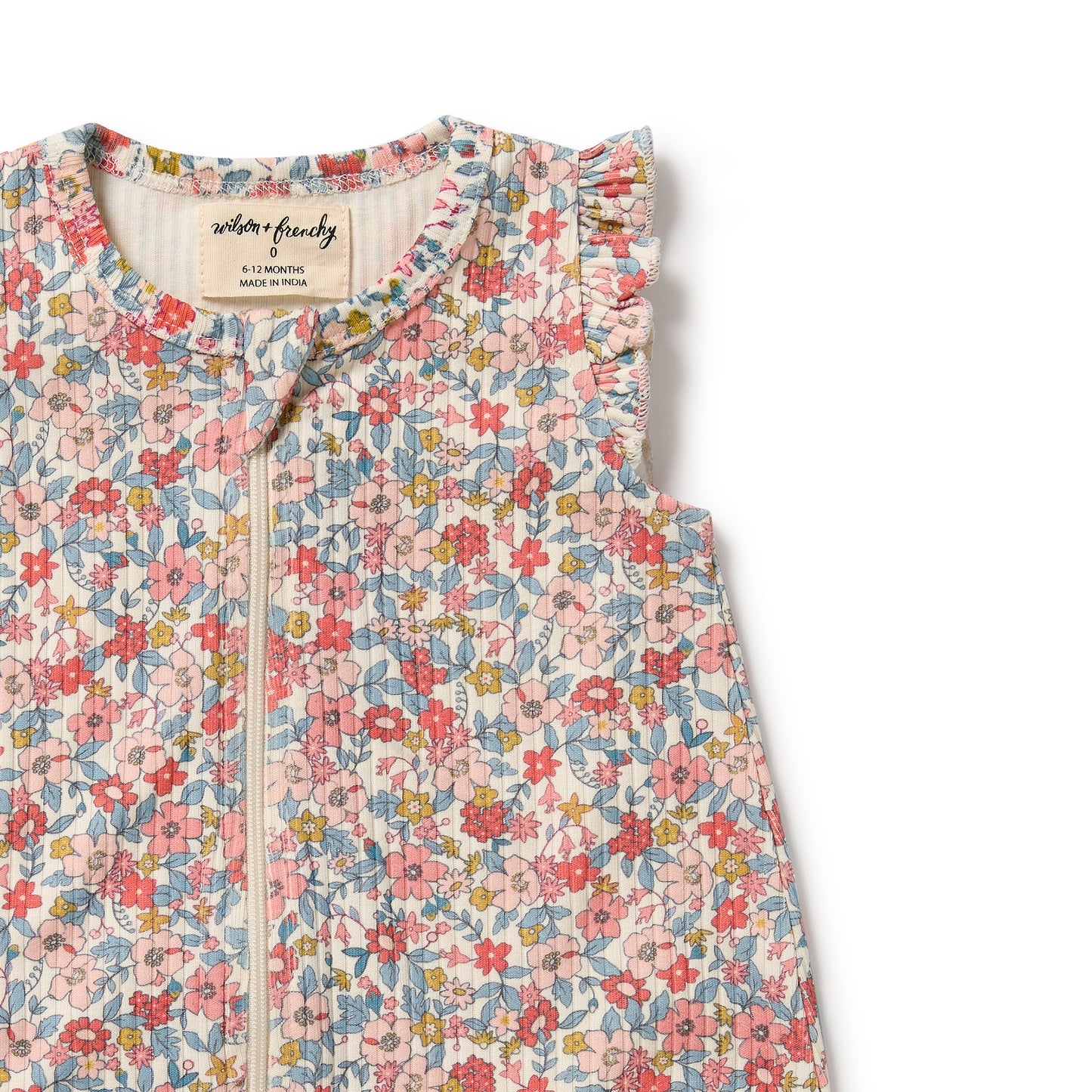 Wilson & Frenchy - Summer Bloom Organic Ruffle Zipsuit
