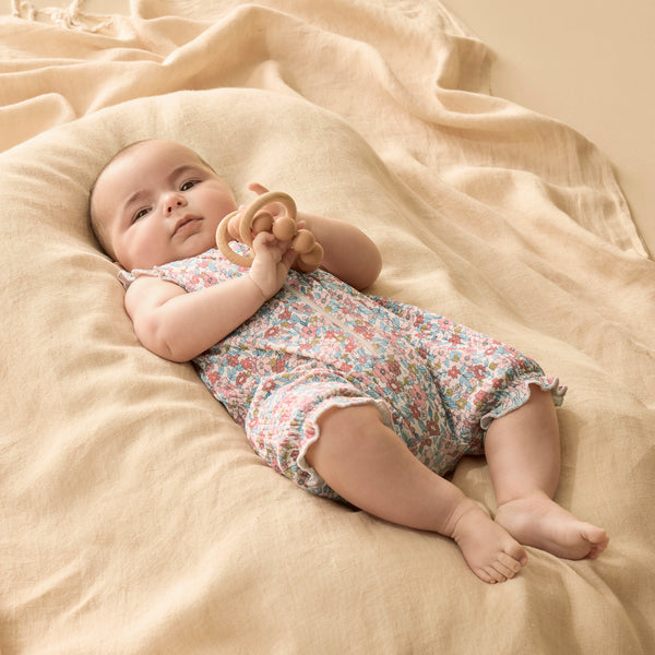 Wilson & Frenchy - Summer Bloom Organic Ruffle Zipsuit