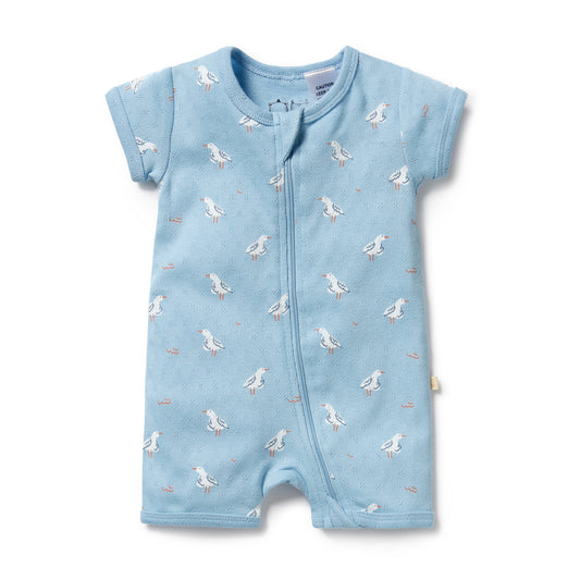 Wilson & Frenchy - Sunny Seagulls Organic Pointelle Boyleg Zipsuit