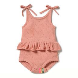 Wilson & Frenchy Petal Pink Organic Knitted Pointelle Playsuit