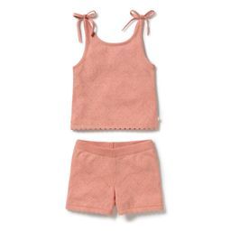 Wilson & Frenchy Petal Pink Organic Knitted Pointelle Baby Set