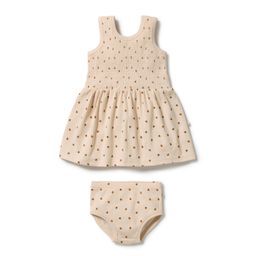 Little Lady Bugs Organic Cotton Baby Dress Set flat lay