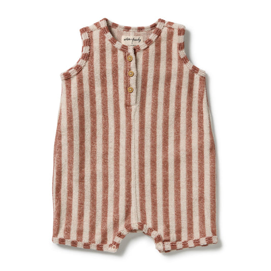 Wilson & Frenchy Cherry Cola Stripe Organic Terry Growsuit