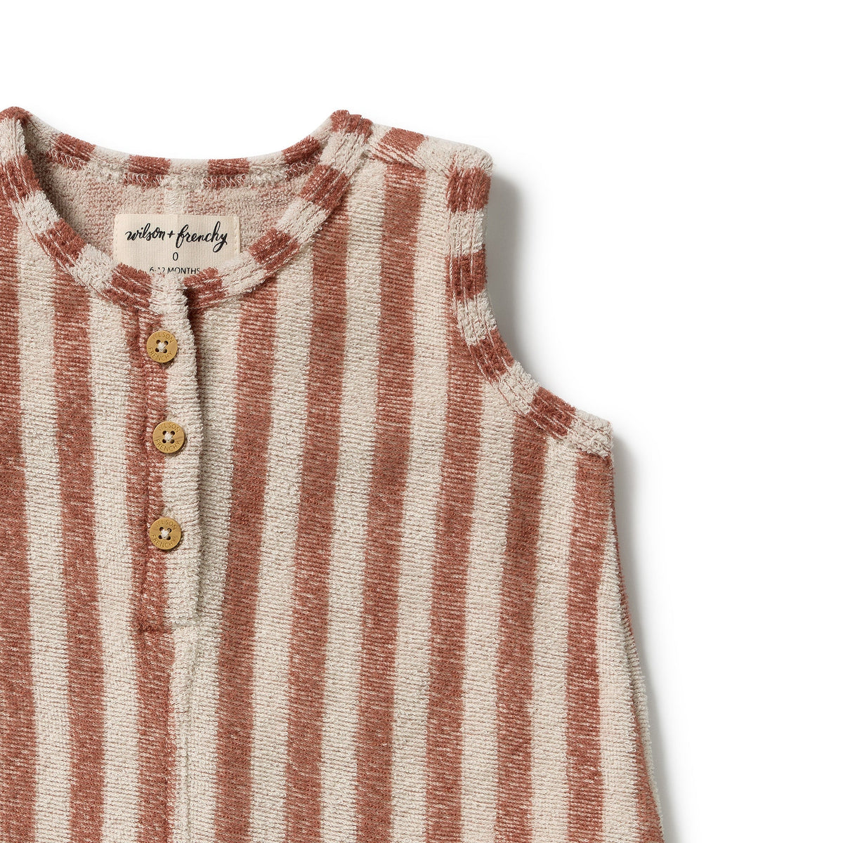 Wilson & Frenchy Cherry Cola Stripe Organic Terry Growsuit